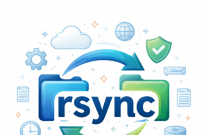 Apa itu Rsync? Panduan Menggunakan Command Rsync Rsync logo with tech symbols