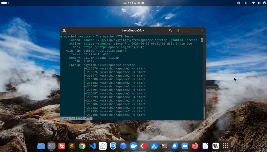 Service Status Web Server Apache 2.4 (Ubuntu 24.04 LTS Noble Numbat)