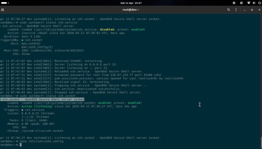 Systemd Socket (ssh.socket) pada Ubuntu 24.04 LTS (Noble Numbat)