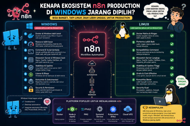 Kenapa Ekosistem n8n Production di Windows Jarang Dipilih?