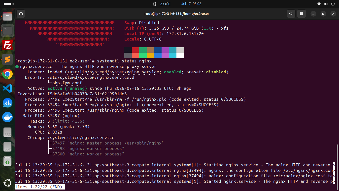 RHEL 10 Nginx Service Status
